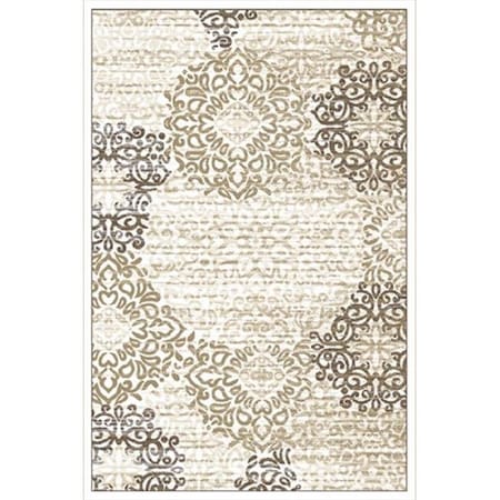 Radici 3471-0031-BONE Pisa Rectangular Bone Contemporary Turkey Area Rug; 5 Ft. 3 In. W X 7 Ft. 3 In. H